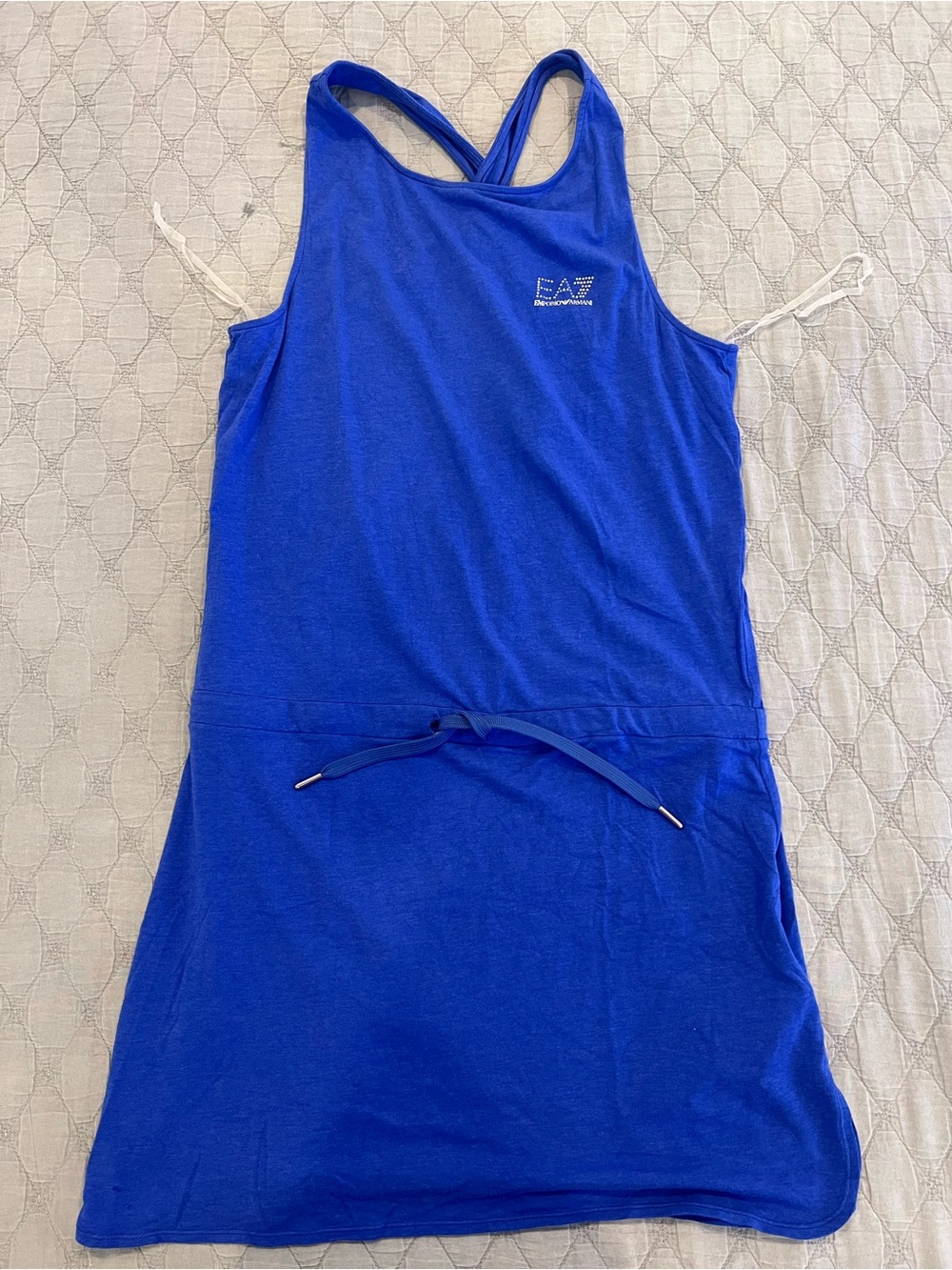 Emporio Armani Royal Blue Sleeveless Drawstring Dress